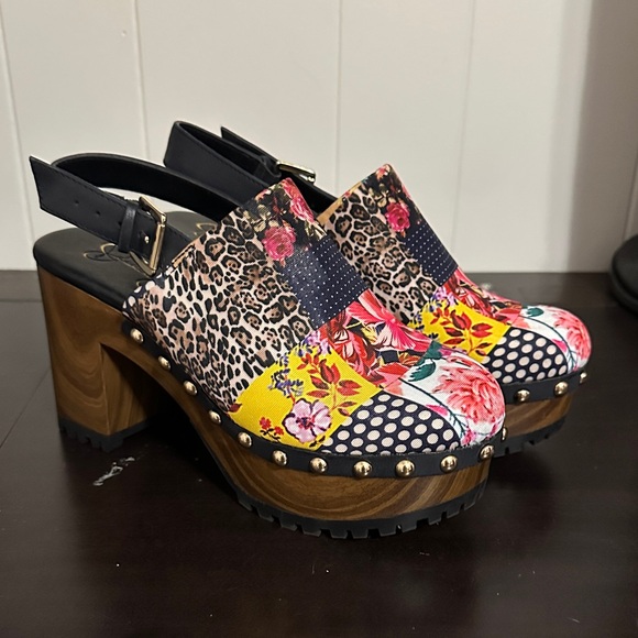 Jessica Simpson Multicolor Patchwork Clogs - Picture 1 of 4